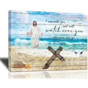 Arte de pared inspirador cristiano Jesús y cruz en la