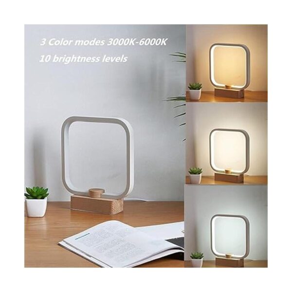 Lámpara de mesa LED de madera de 3 colores lámpara de_4