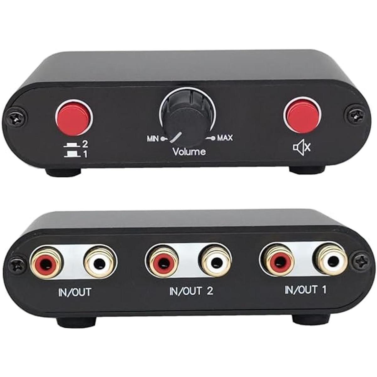 Caja divisora de interruptor de audio estéreo RCA de 2