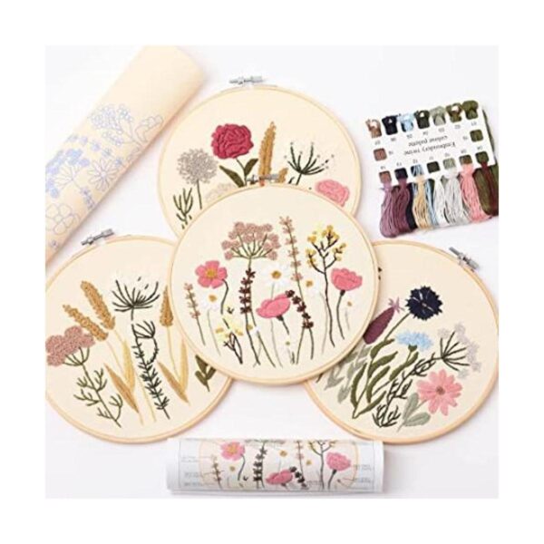 REEWISLY Kit de bordado para principiantes 4 juegos kits