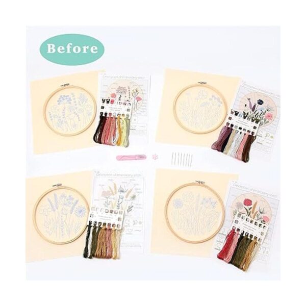 REEWISLY Kit de bordado para principiantes 4 juegos kits