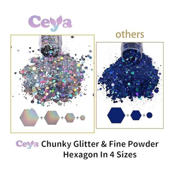 Ceya Juego de purpurina gruesa holográfica de 28 colores_4