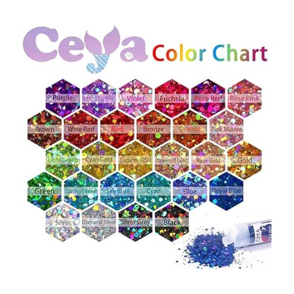 Ceya Juego de purpurina gruesa holográfica de 28 colores_3