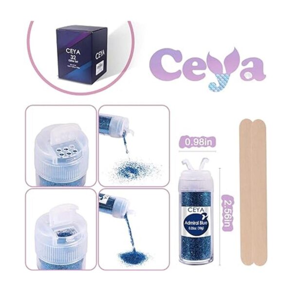 Ceya Juego de polvos de purpurina ultrafina de 32 colores_5