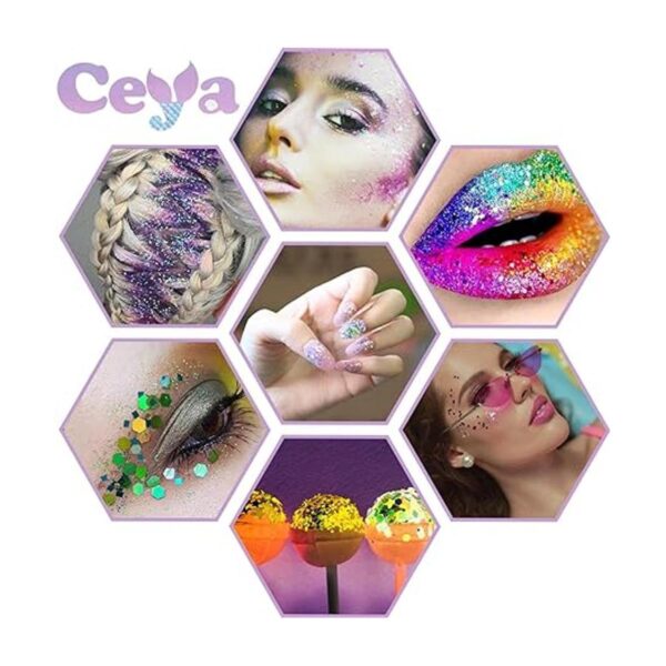 Ceya Juego de purpurina gruesa holográfica de 28 colores_6