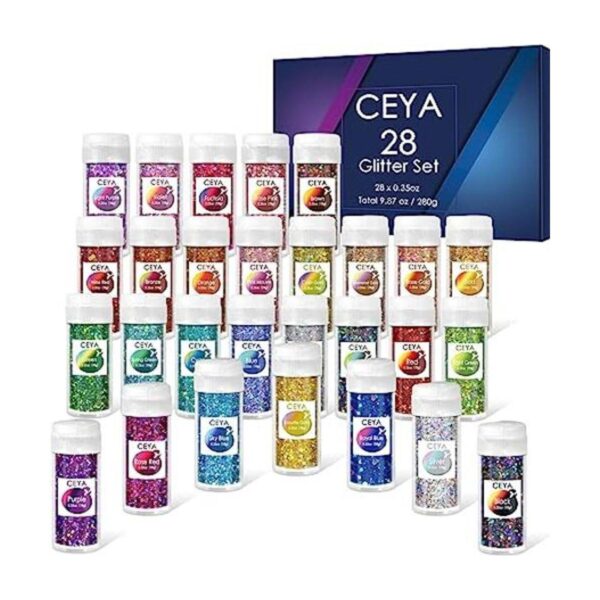 Ceya Juego de purpurina gruesa holográfica de 28 colores_1