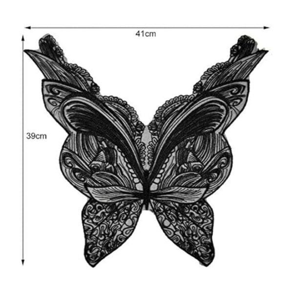 Negro Mariposa Tela Paste Parches Encaje Cuello Bordado_2