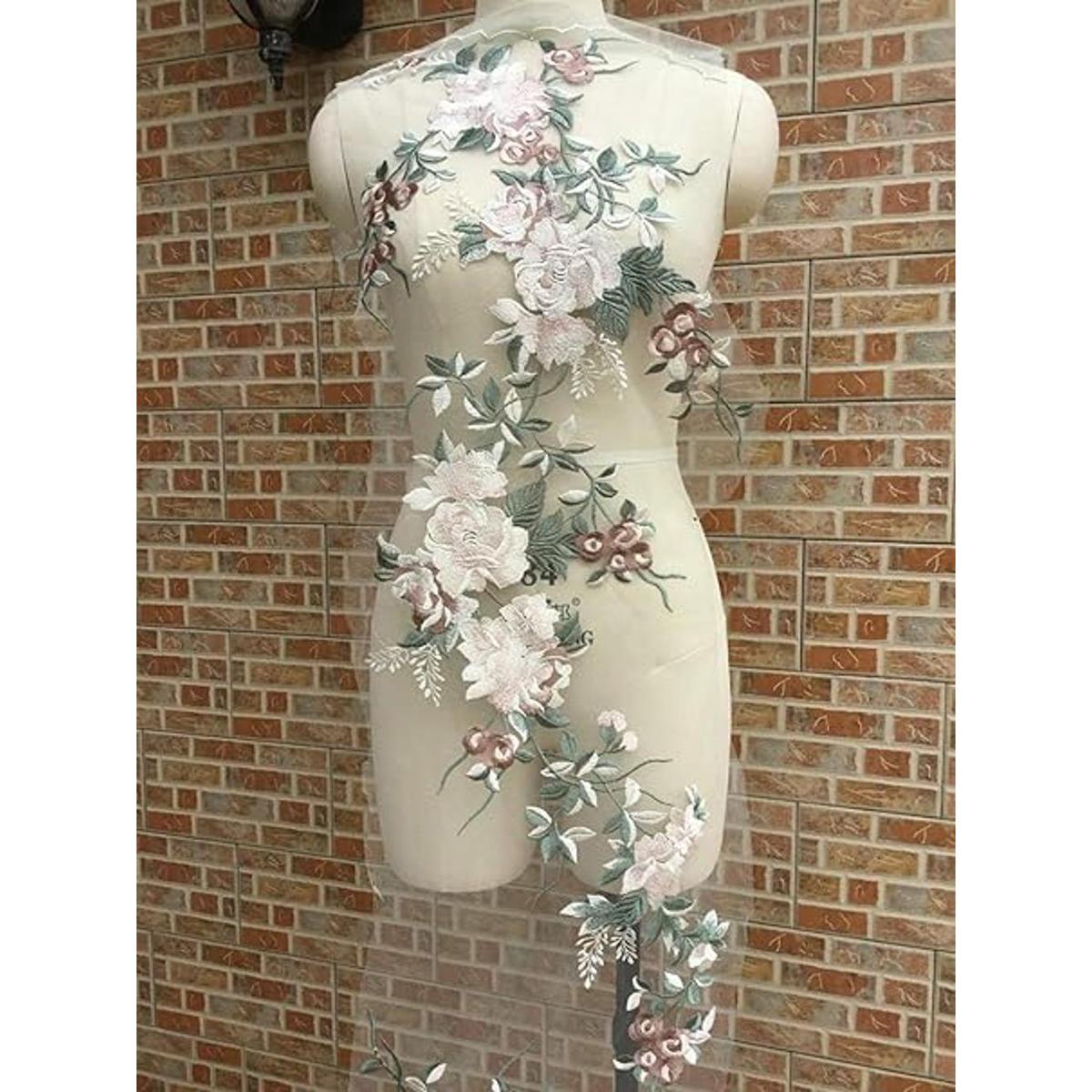 Colorido encaje costura bordado flor apliques parche