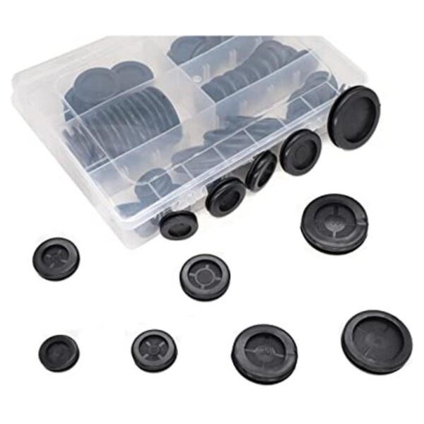 Kit de ojales de goma negra 52 piezas de tapón de goma