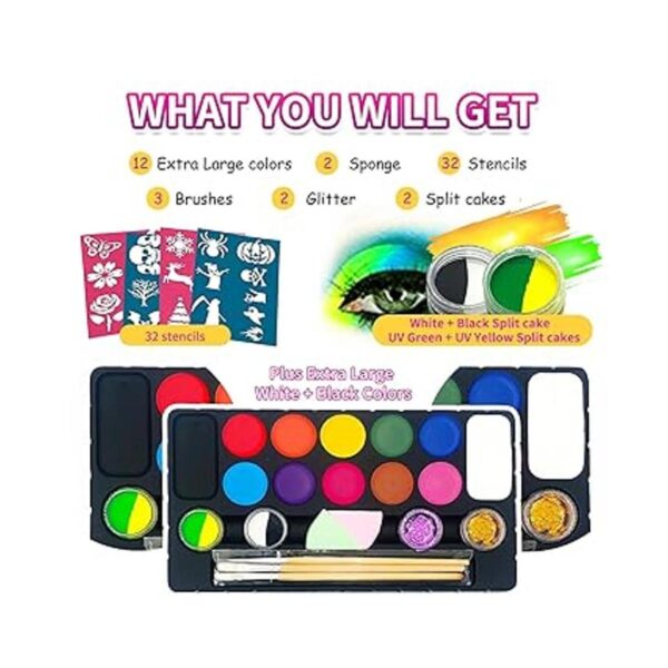 BVENDANO Kits de pintura facial para niños 12 grandes_2