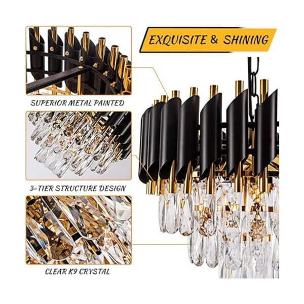 Brfaixla Candelabro de cristal negro dorado con 5 luces_2