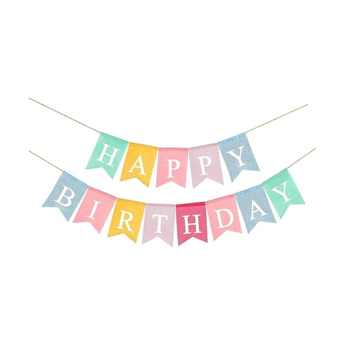 Cartel de feliz cumpleaños pancarta de arpillera