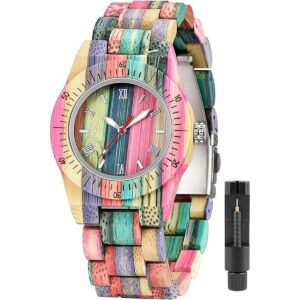 Reloj de madera para mujer con correa de madera de cuarzo_1