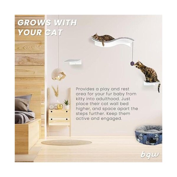 bqw Cat Shelf Wall Mounted Curved Cat Bed Furniture_5