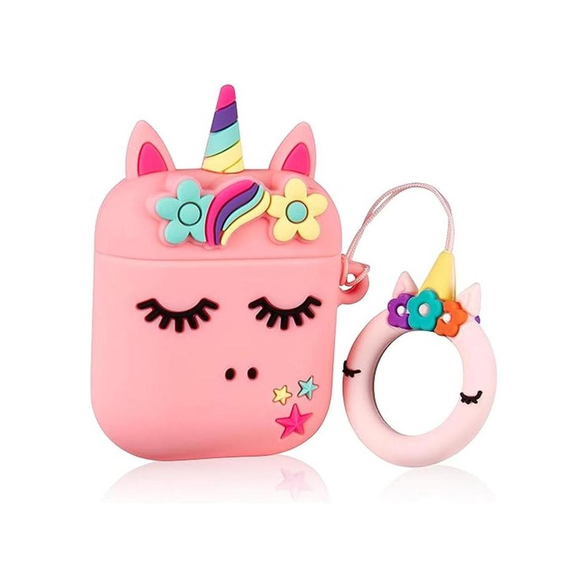Besoar Funda de unicornio con diseño de flores para Airpod