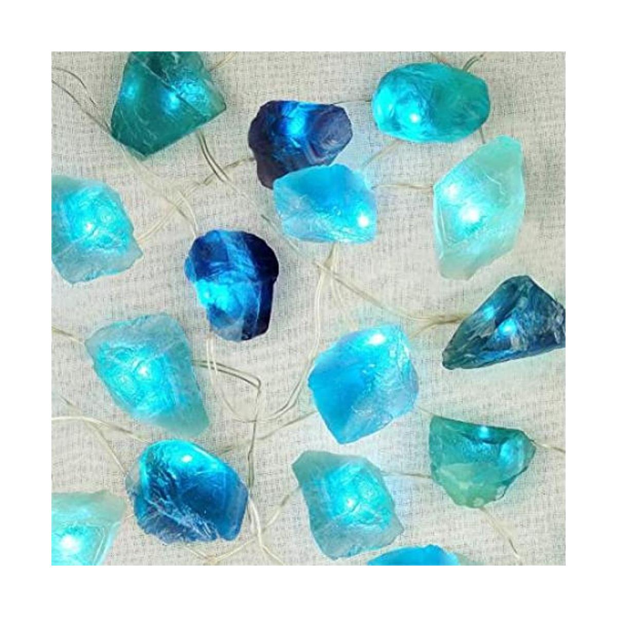 BOHON Cadena de luces de fluorita natural que funciona con