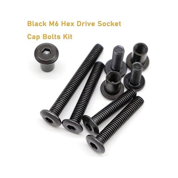 BinifiMux Kit de pernos de tapa hexagonal M6 negro con 35
