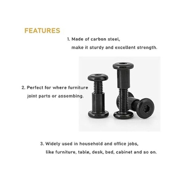 BinifiMux Kit de pernos de tapa hexagonal M6 negro con 35