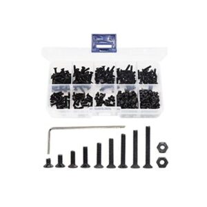 binifiMux Juego de 340 tornillos planos avellanados negros_1