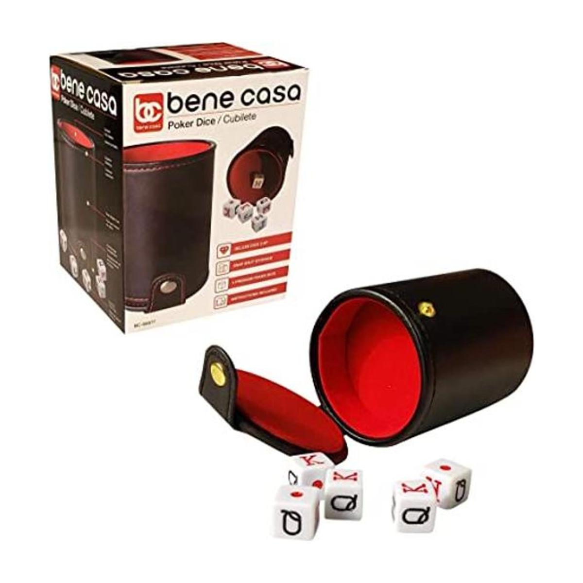 Bene Casa Taza de dados de cuero negro con interior de