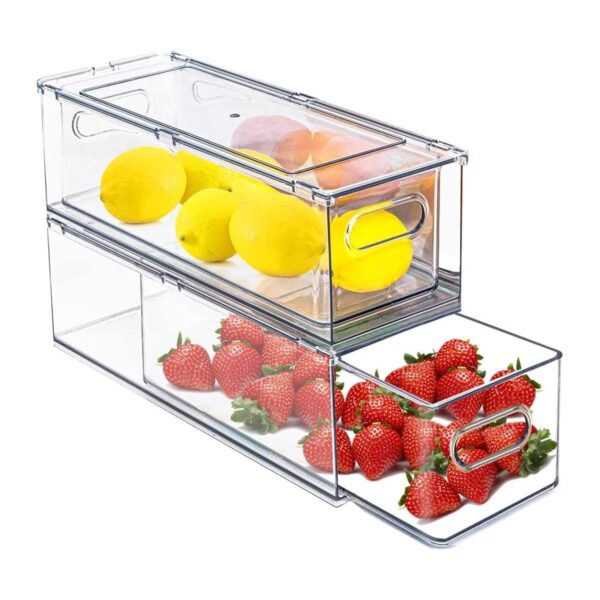 Paquete de 2 cubos organizadores de refrigerador con cajón_1