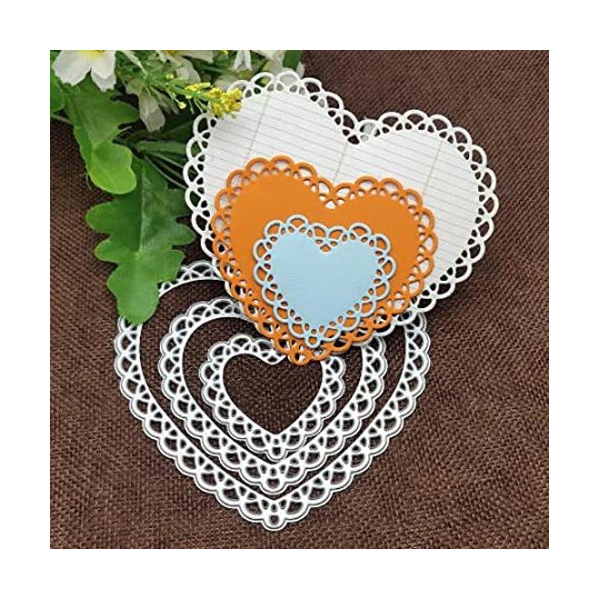 4 piezas de encaje en forma de corazón de metal