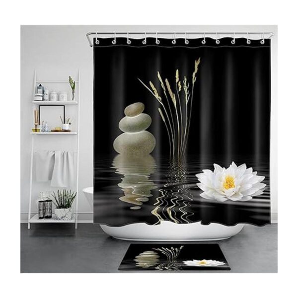 LB Cortina de ducha de piedra Zen asiática meditación_3