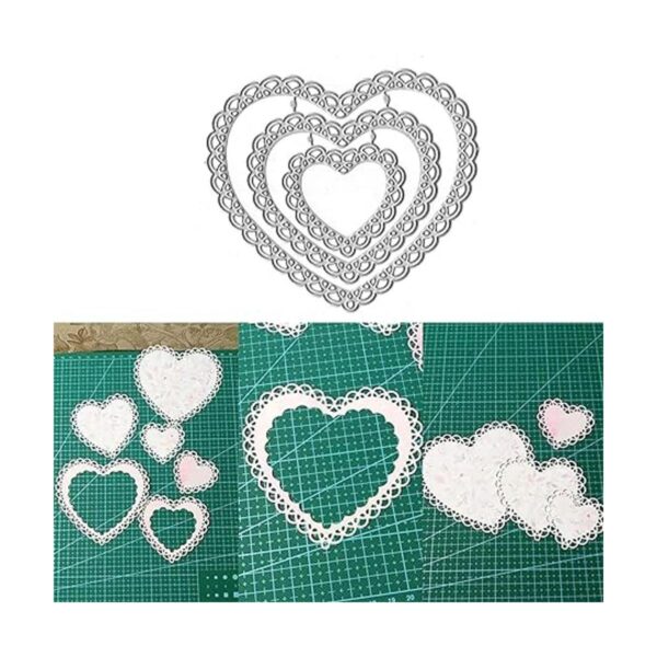 4 piezas de encaje en forma de corazón de metal