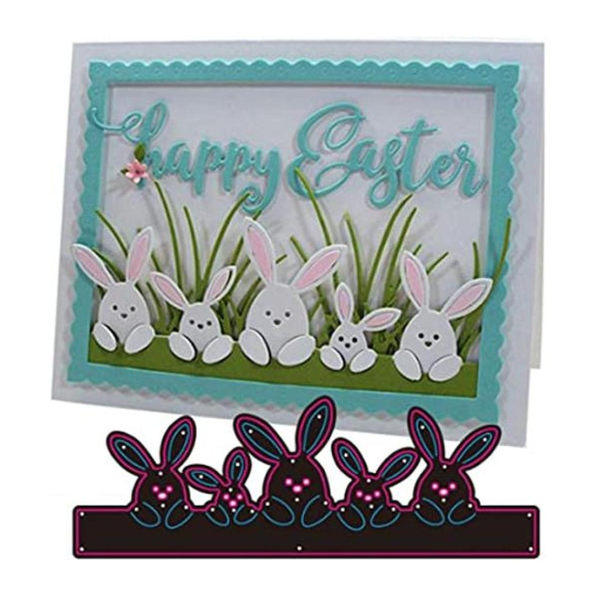 Conejo de Pascua Familia de Metal Die Cuts Pascua Casa