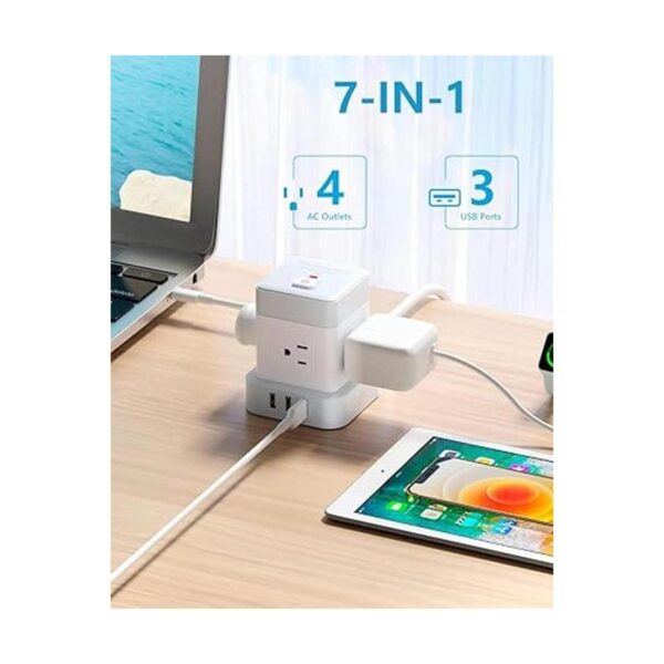 Regleta de alimentación con enchufe plano USB Baykul cubo_3