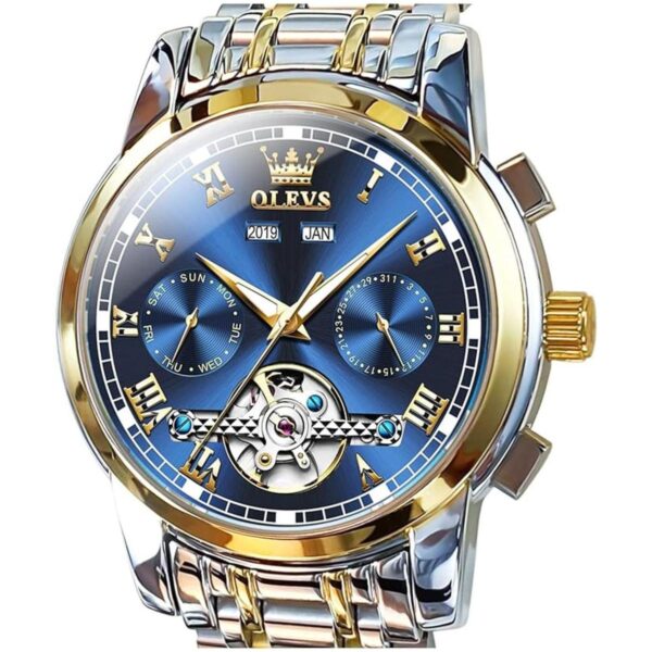 OLEVS Relojes automáticos mecánicos Tourbillon de acero_1