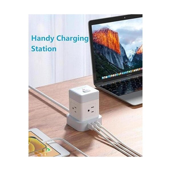 Regleta de alimentación con enchufe plano USB Baykul cubo_4