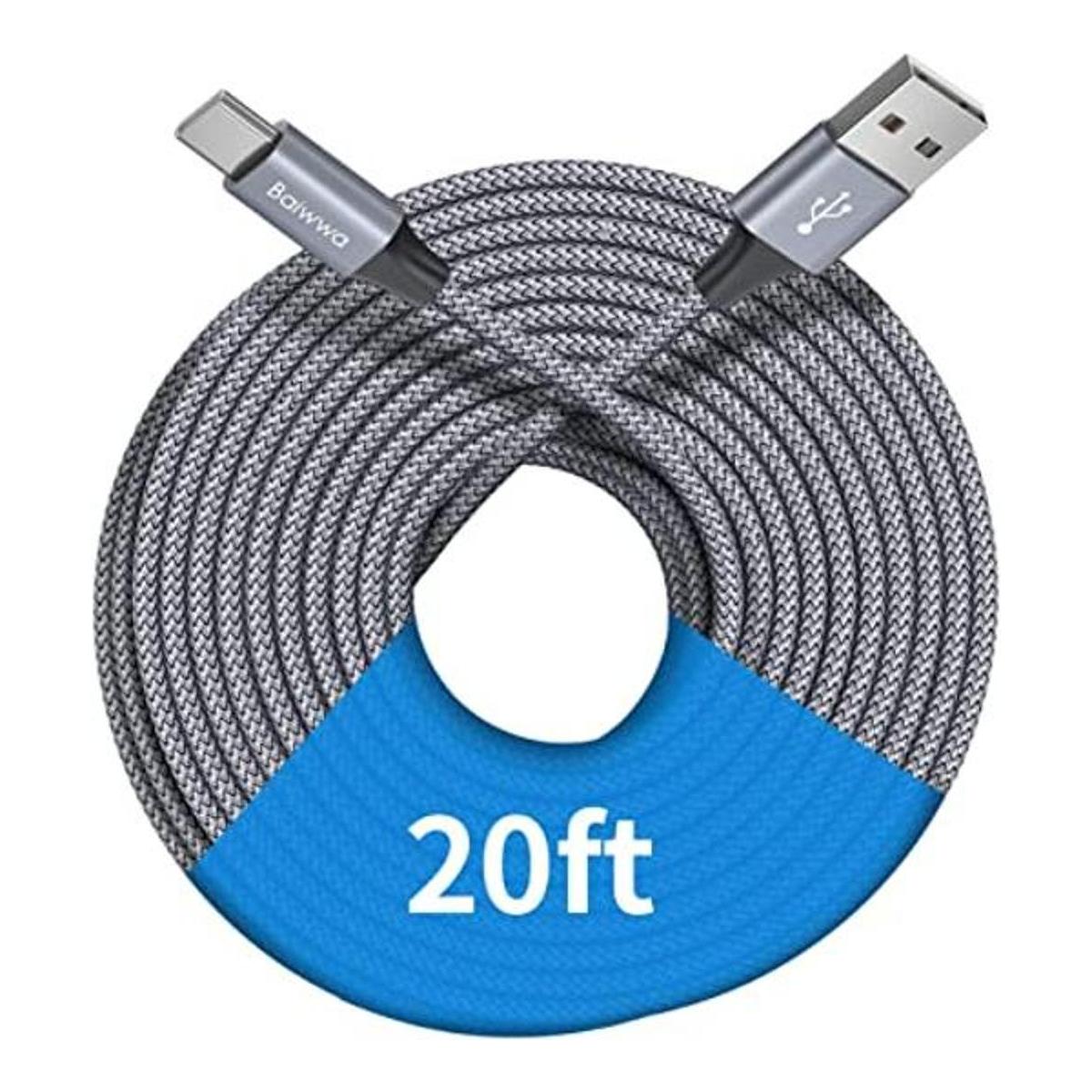 Baiwwa Cable USB tipo C extra largo de carga rápida