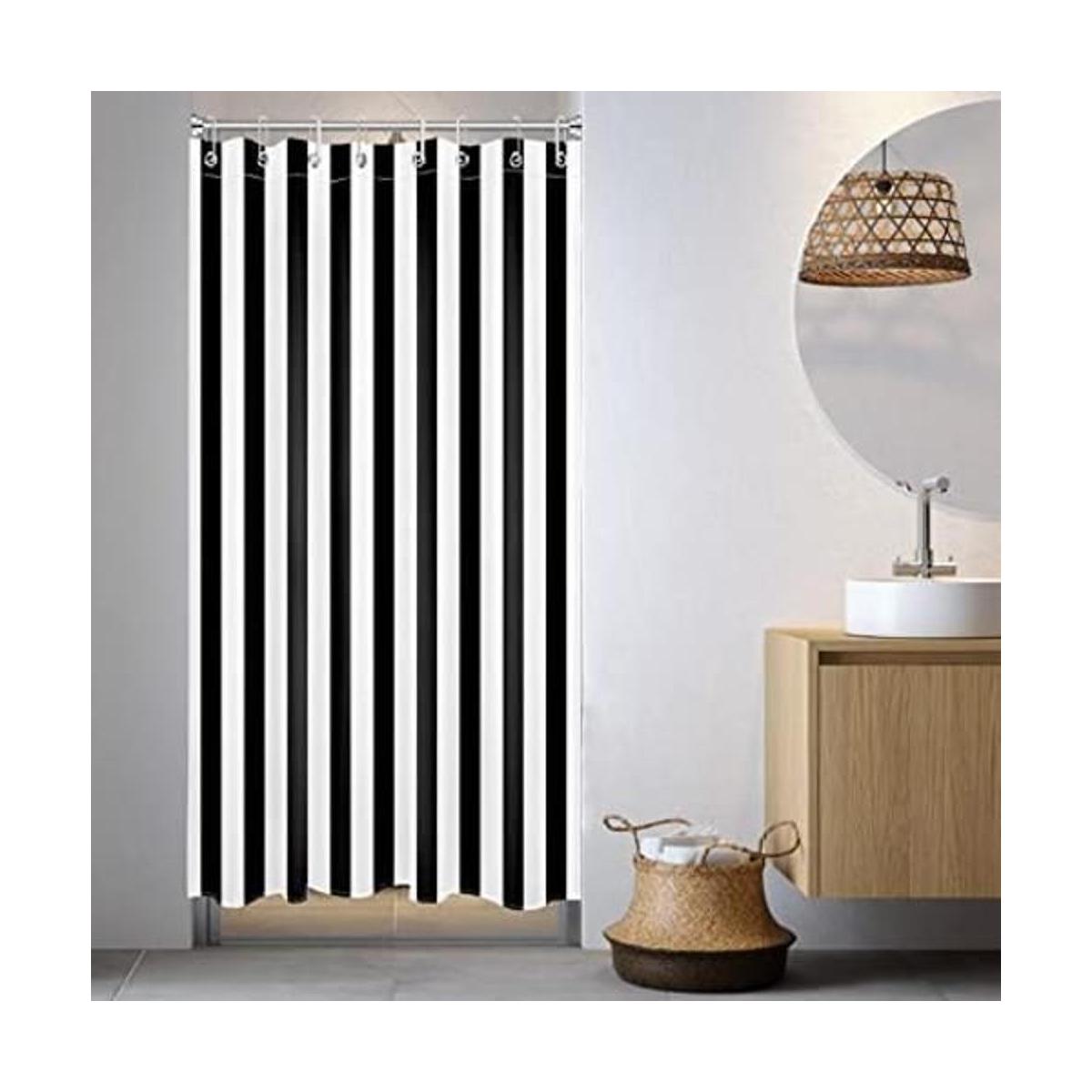 Small Stall Shower Curtain 48 x 68 inch Black and White