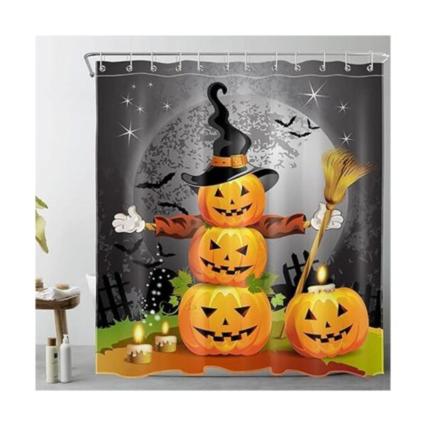 LB Juego de cortinas de ducha de calabazas de Halloween