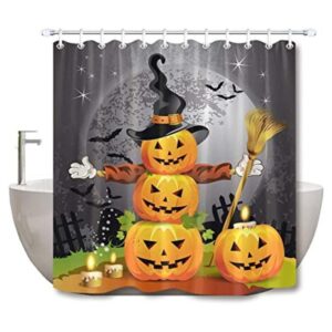 LB Juego de cortinas de ducha de calabazas de Halloween