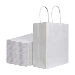 Bolsas de papel Kraft de color blanco mediano con asas a_1