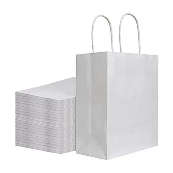 Bolsas de papel Kraft de color blanco mediano con asas a_1