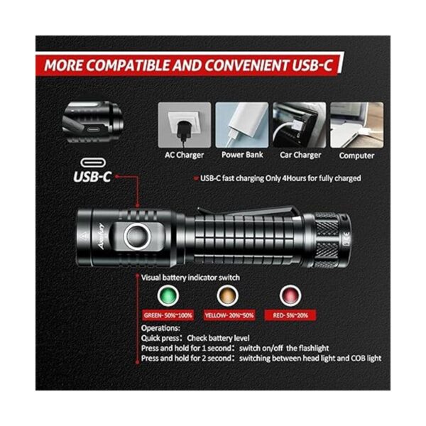 Linterna linterna LED magnética recargable de alta_2