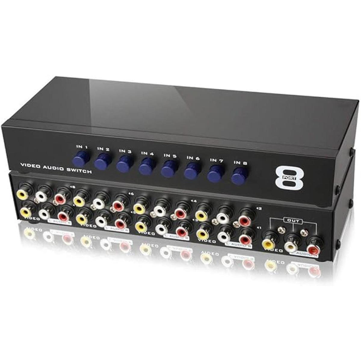 axGear Conmutador AV 8 puertos salida 8 en 1 salida a