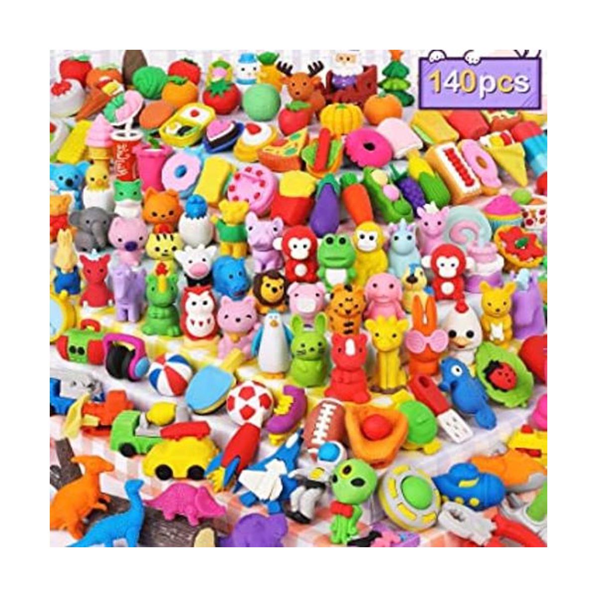 Arscniek 140 Pack Animal Erasers for Kids Bulk Cute Desk