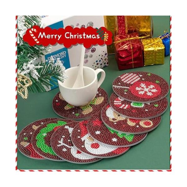 Juego de 9 posavasos de pintura de diamantes de Navidad_5
