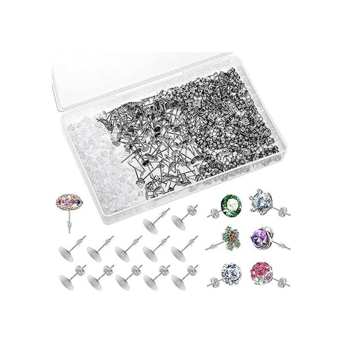 600 piezas de pendientes y respaldos de acero inoxidable