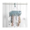 Percha de secado de ropa con 32 clips y estante plegable