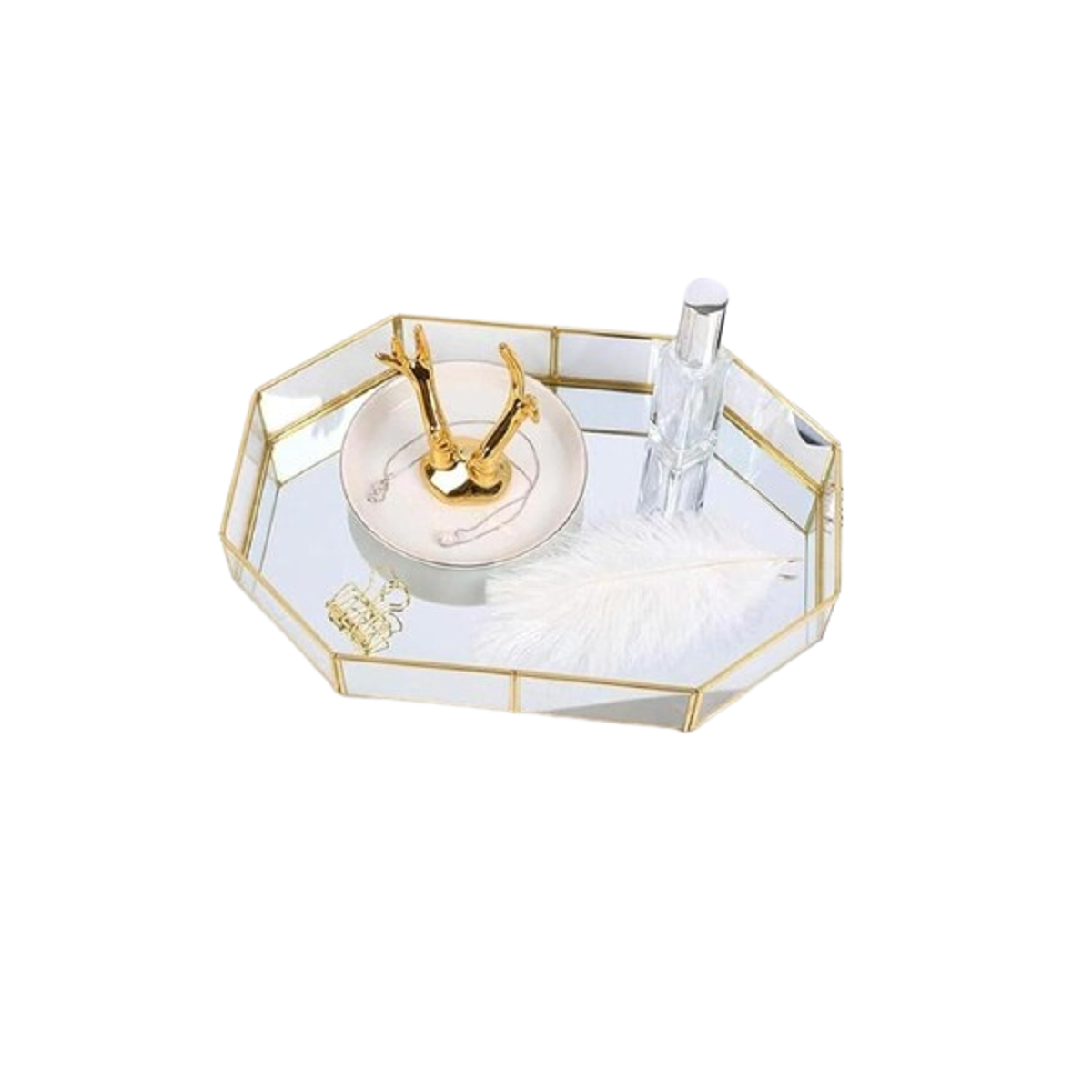ahggzeg Vintage Bandeja de cristal con bandeja hexagonal
