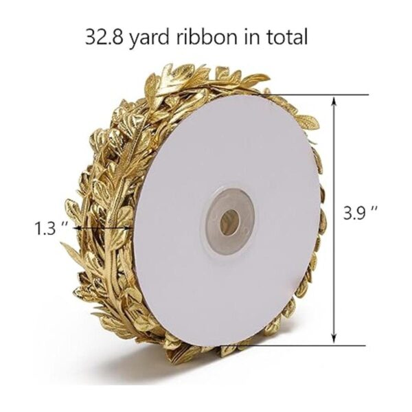 Cinta de hojas de tela dorada de 32.8 yardas de doble
