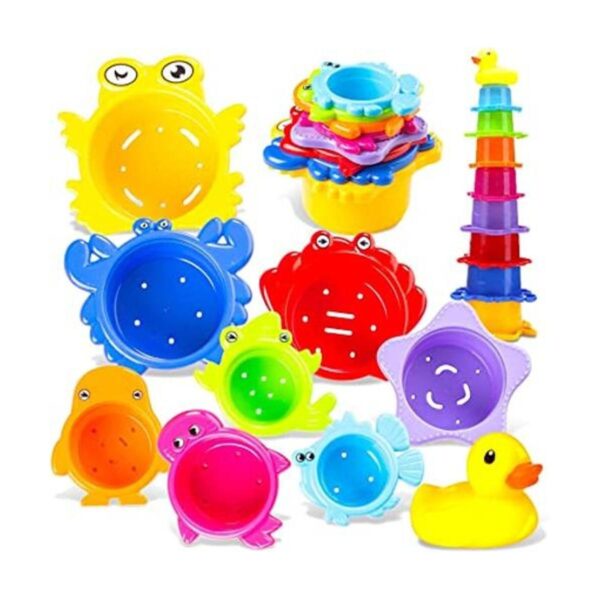 SMALL FISH Vasos apilables de juguetes de baño para niños_1