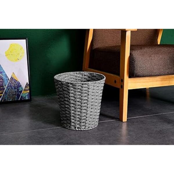 Papelera redonda de mimbre y cesta de basura para_2