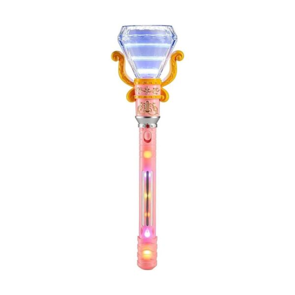Luz LED mágica princesa giratoria diamante rosa varita_2