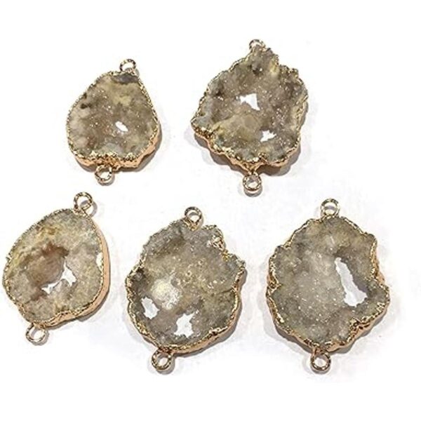Conectores Druzy de cristal de ágata natural con cristales_2